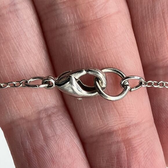 Silver Tone Initial A Necklace 16 in Clear Crystal Rhinestone Dainty Pendant - Picture 6 of 7